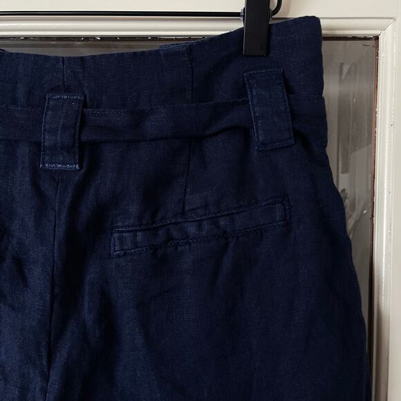 L'AGENCE Hillary Paperbag‎ Shorts Marine Navy Blue Sz 26 Linen High Waisted Chic - Picture 14 of 16